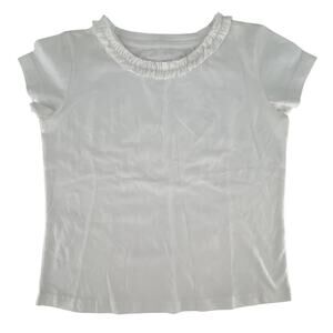 Girls Frilly White Top Crew Neck Short Sleeves No Tags